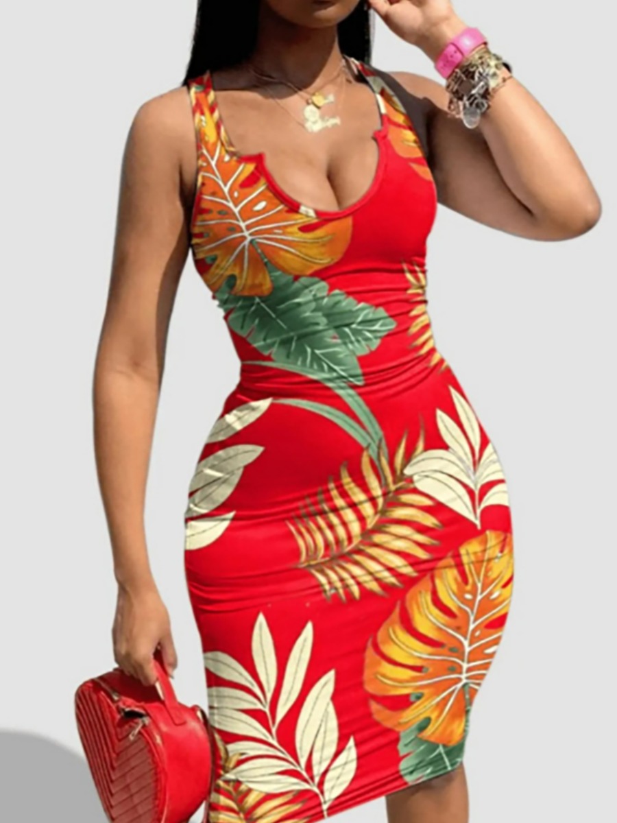 LW Plus Size Floral Print Bodycon Cami Dress
