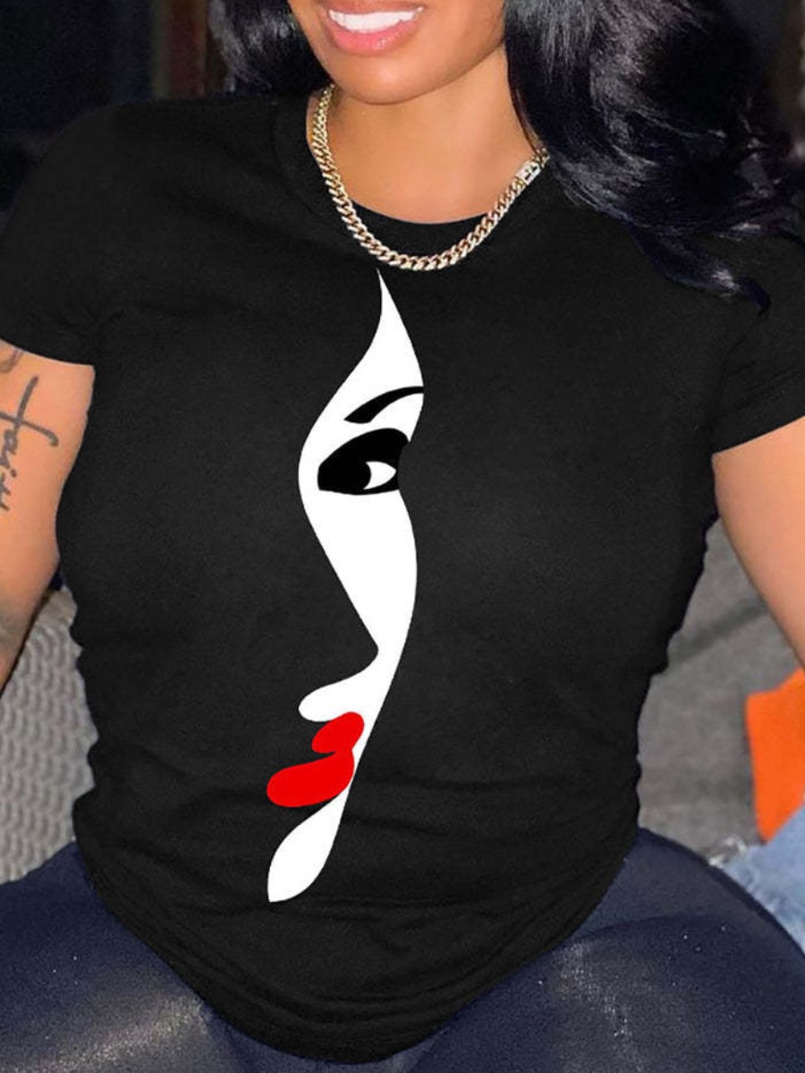 LW Figure Print Patchwork T-shirt
