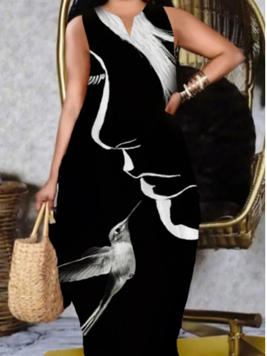 LW Plus Size Figure Print Cami Loose Dress