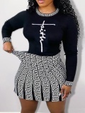 LW Plus Size Geometric Faith Letter Print Skirt Set