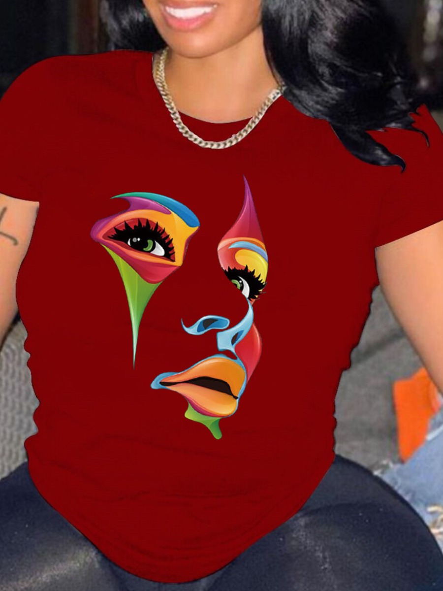 LW Round Neck Figure Print T-shirt