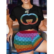 LW Plus Size Gradient Geometric Print Shorts Set