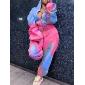 LW Plus Size Hooded Collar Tie Dye Oversized Track