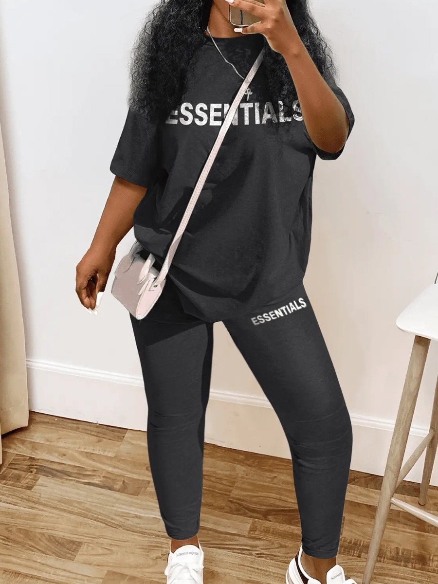 LW Essentials Letter Print Pants Set