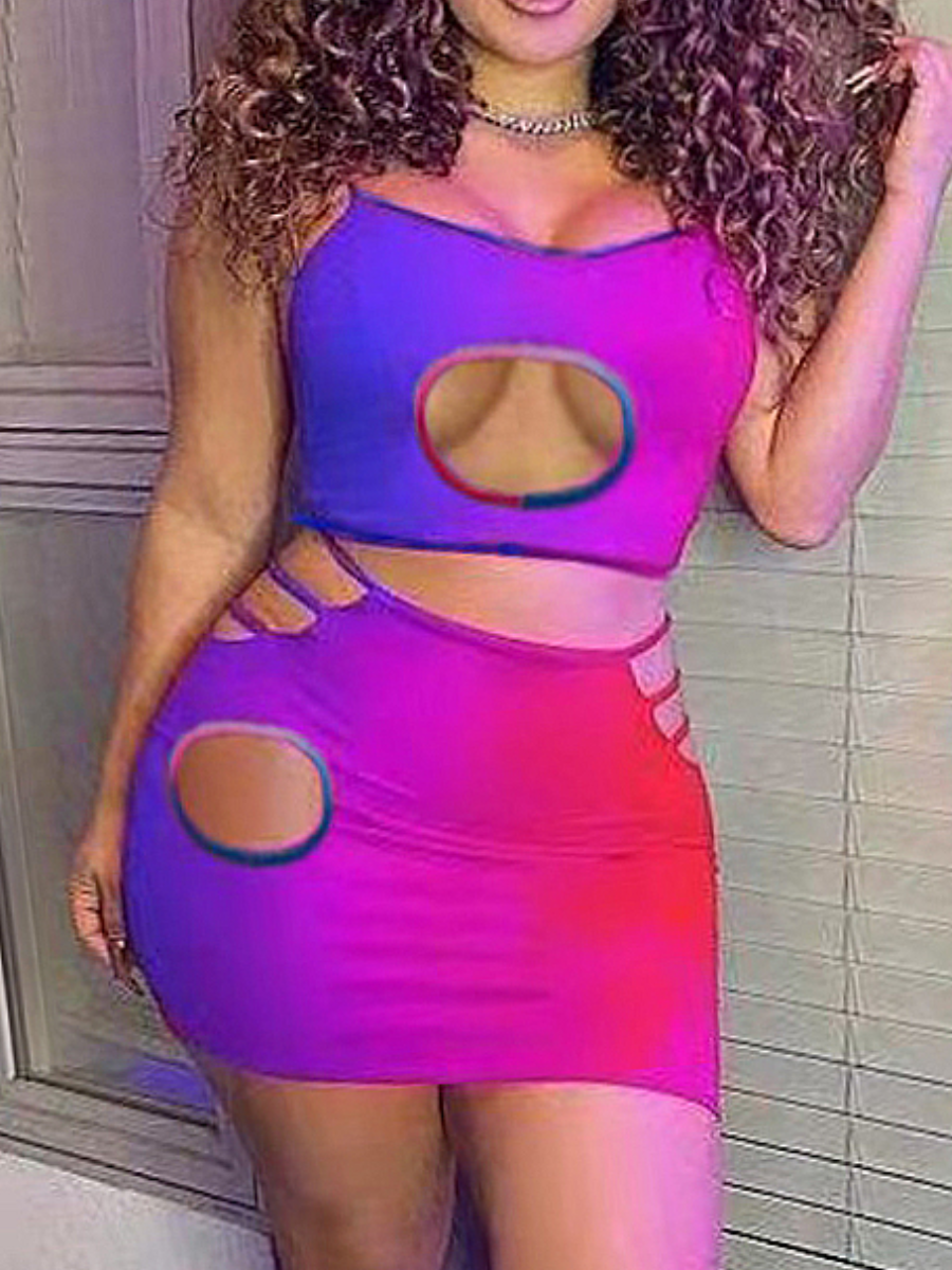 LW SXY Gradient Cut Out Skirt Set Sale LovelyWholesale