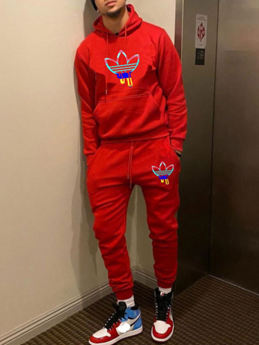 LW Men Gradient Kangaroo Pocket Tracksuit Set