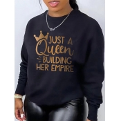 LW Plus Size Crown Queen Letter Print Sweatshirt