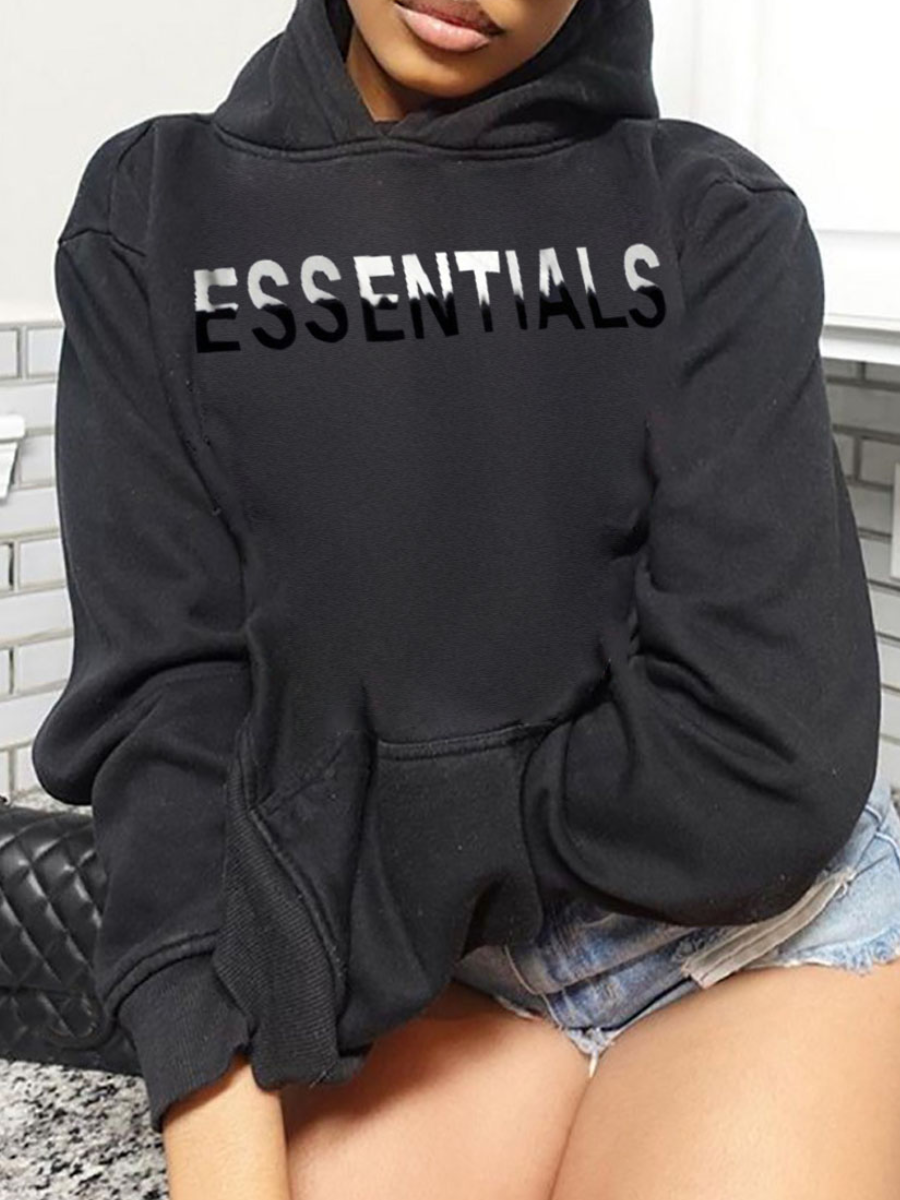 LovelyWholesale Gradient Essentials Letter Print Hoodie Fall Long Sleeve Casual Hooded Collar Spring Summer 2024