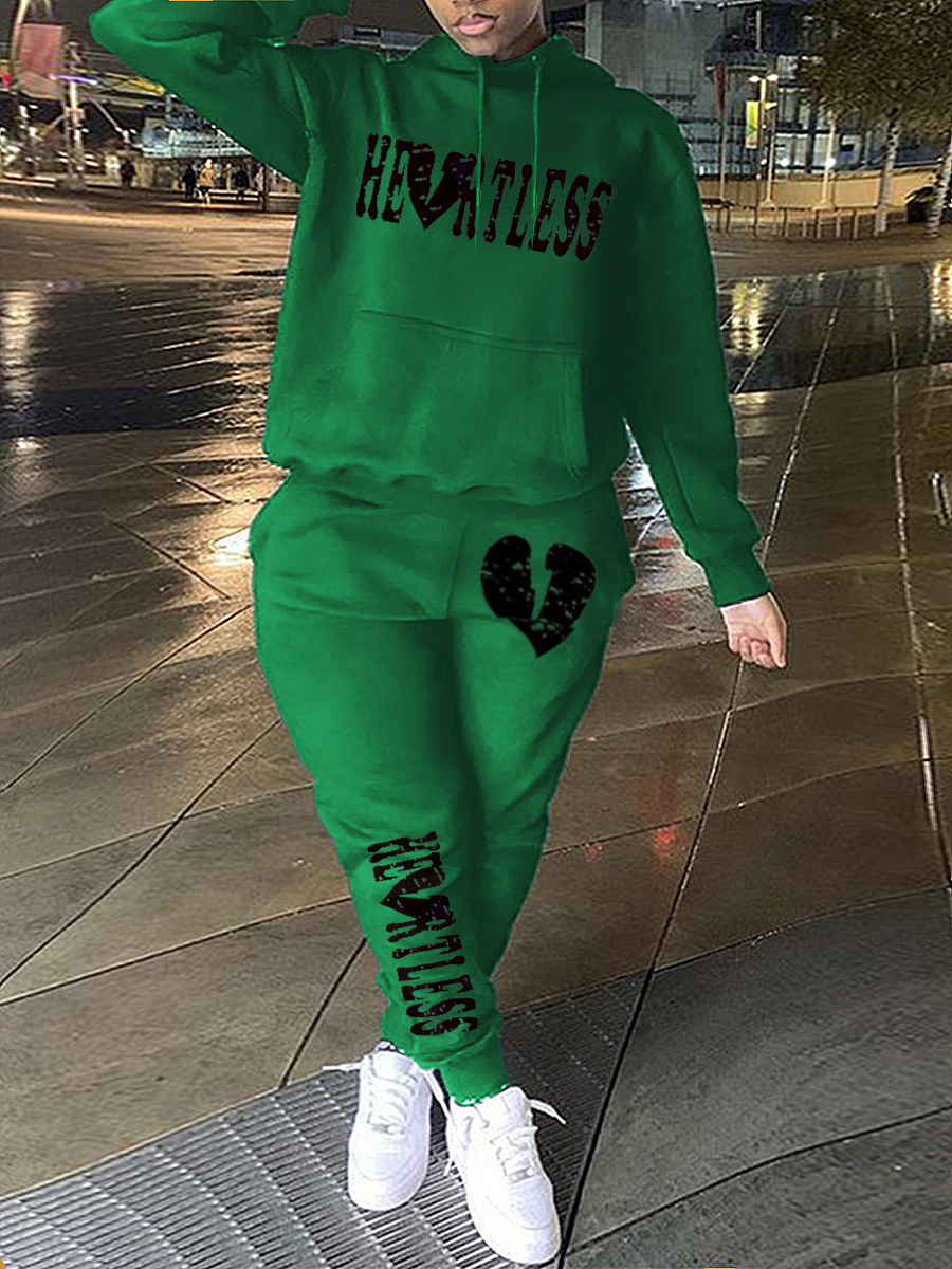 LW Plus Size Broken Heart Letter Print Tracksuit Set