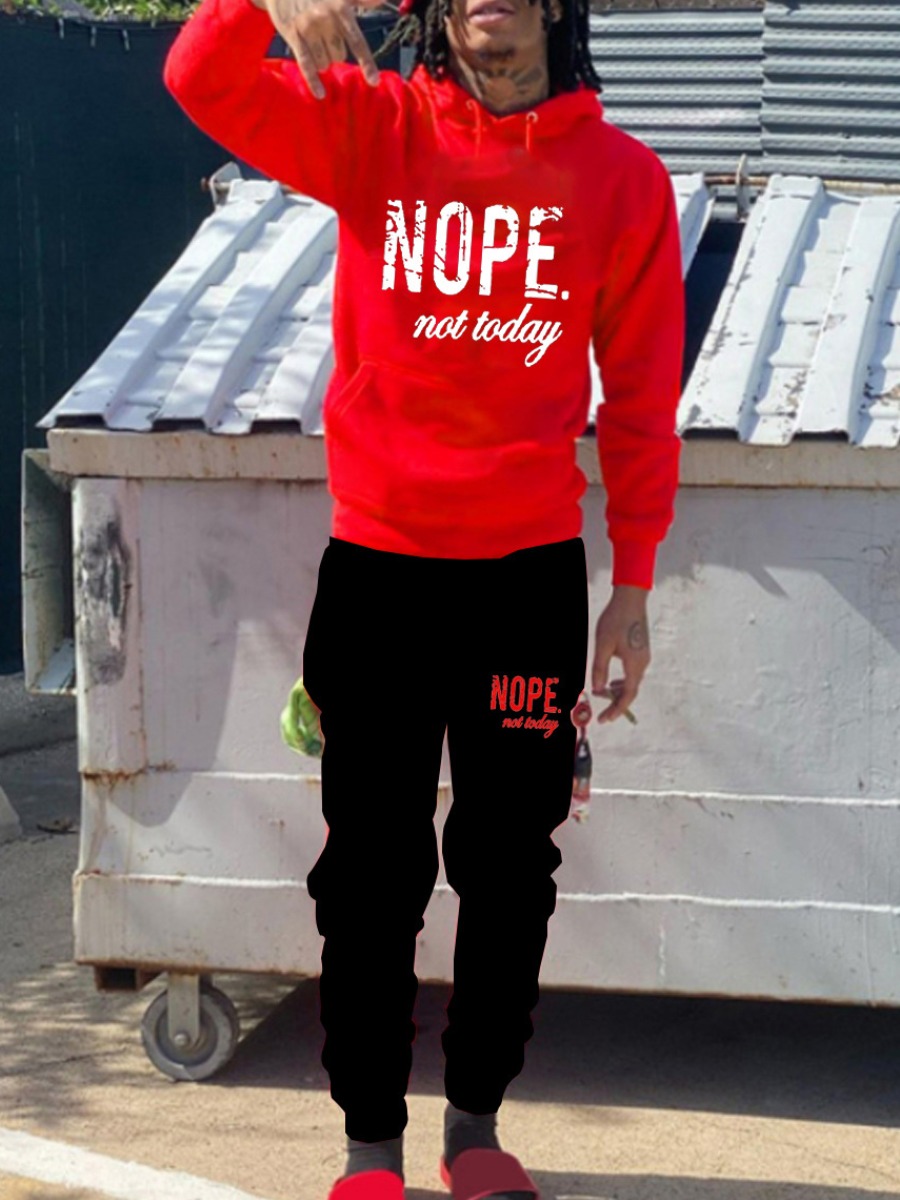 LW Men Nope Not Today Letter Print Tracksuit Set