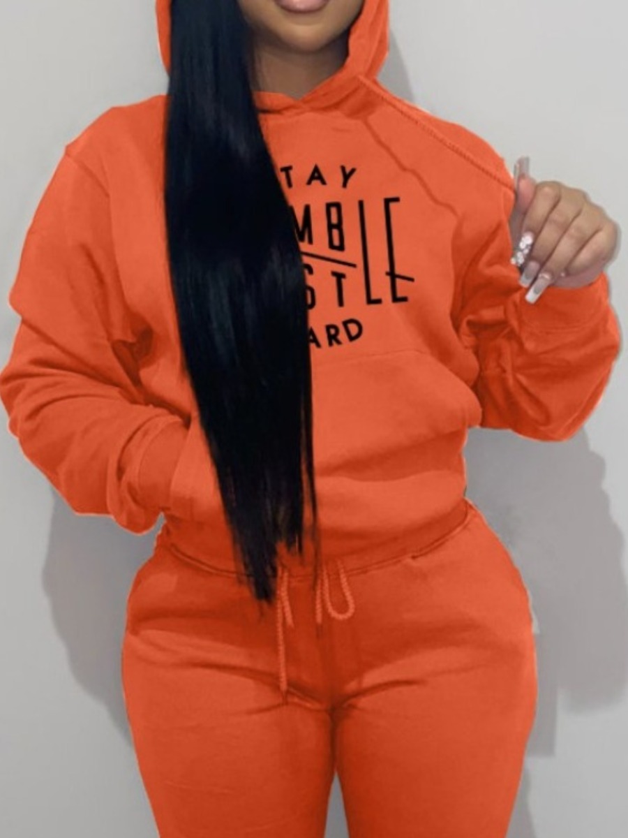 LW Plus Size Stay Humble Letter Print Kangaroo Pocket Hoodie