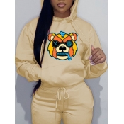 LW Cartoon Print Kangaroo Pocket Hoodie