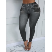 LW BASICS Mid Waist Imitation Denim Skinny Legging