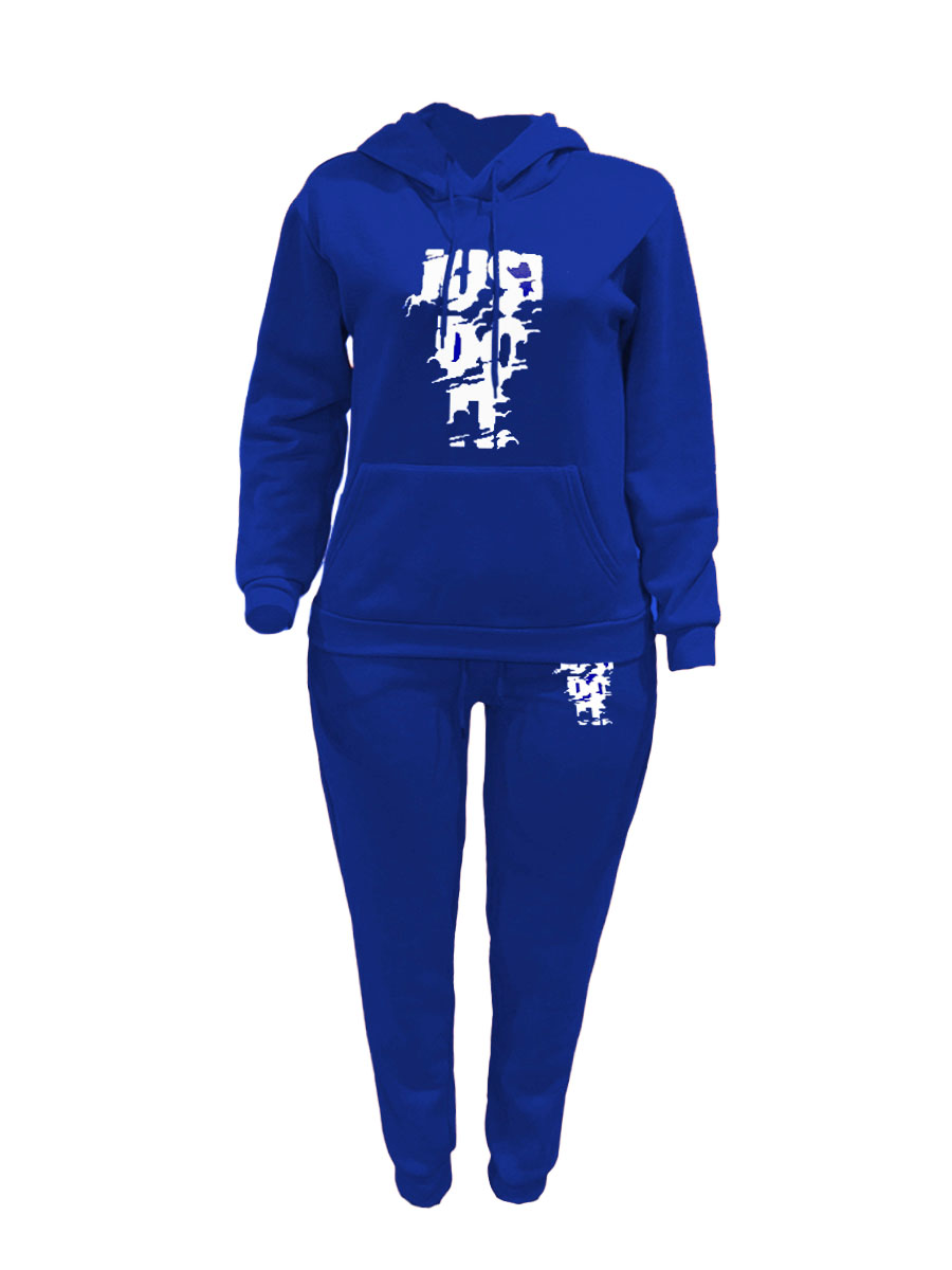 LW Plus Size Fleece Just Do It Letter Print Tracksuit Set 2X