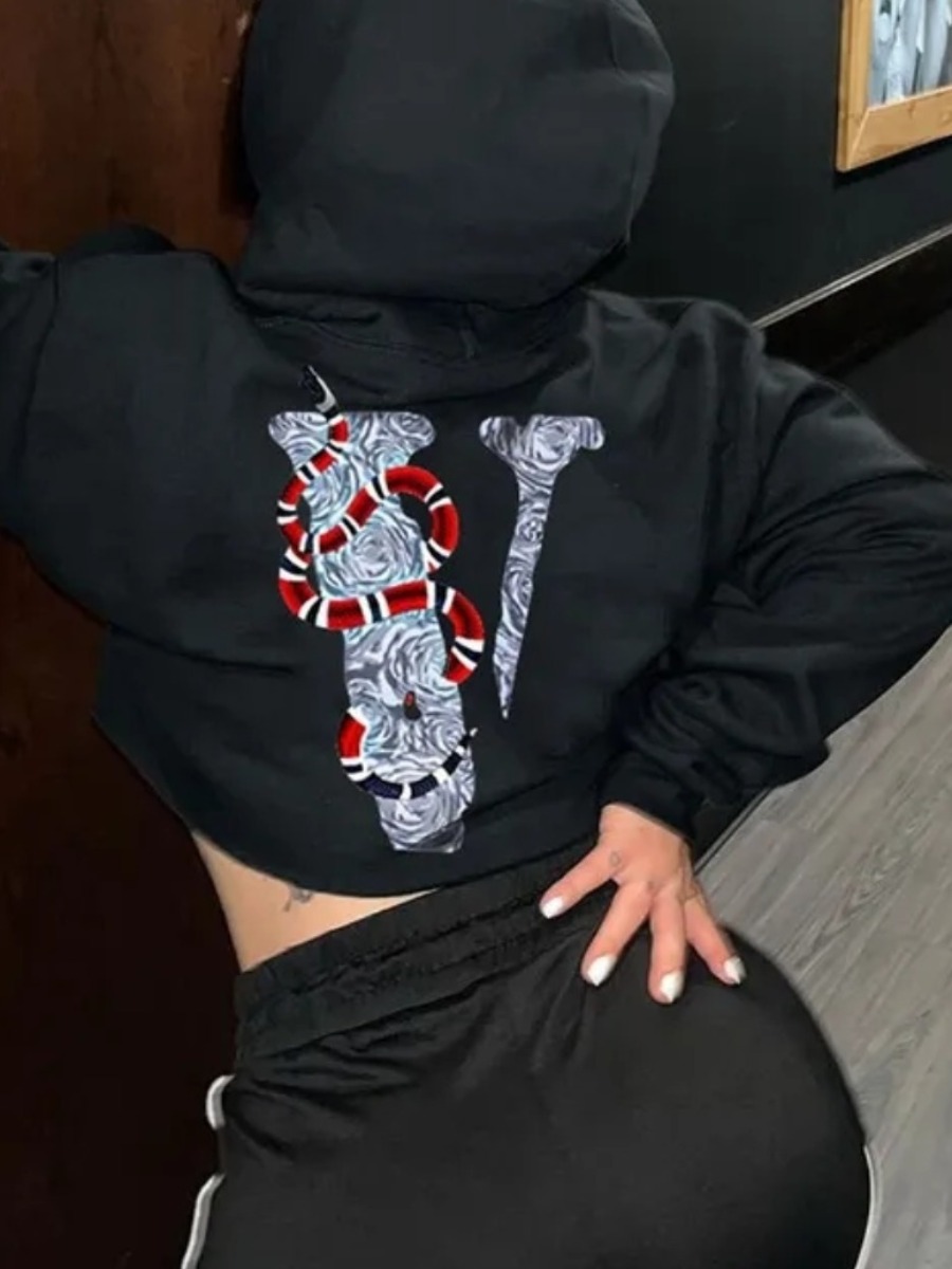 LW Plus Size Kangaroo Pocket Print Hoodie