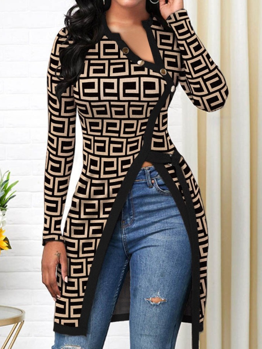 LW SXY Geometric Print Bandage Design Blouse