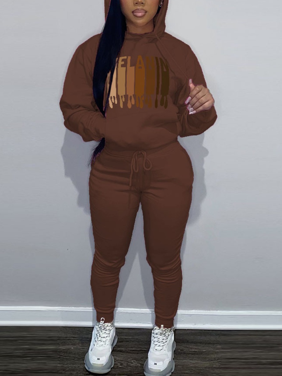 LW Melanin Letter Print Tracksuit Set