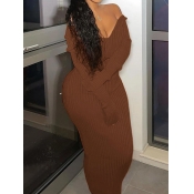 LW BASICS Plus Size V Neck Rib Knit Bodycon Dress