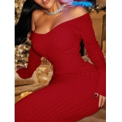 LW BASICS V Neck Rib Knit Bodycon Dress