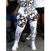 LW Plus Size Graffiti Print Skinny High Stretchy L