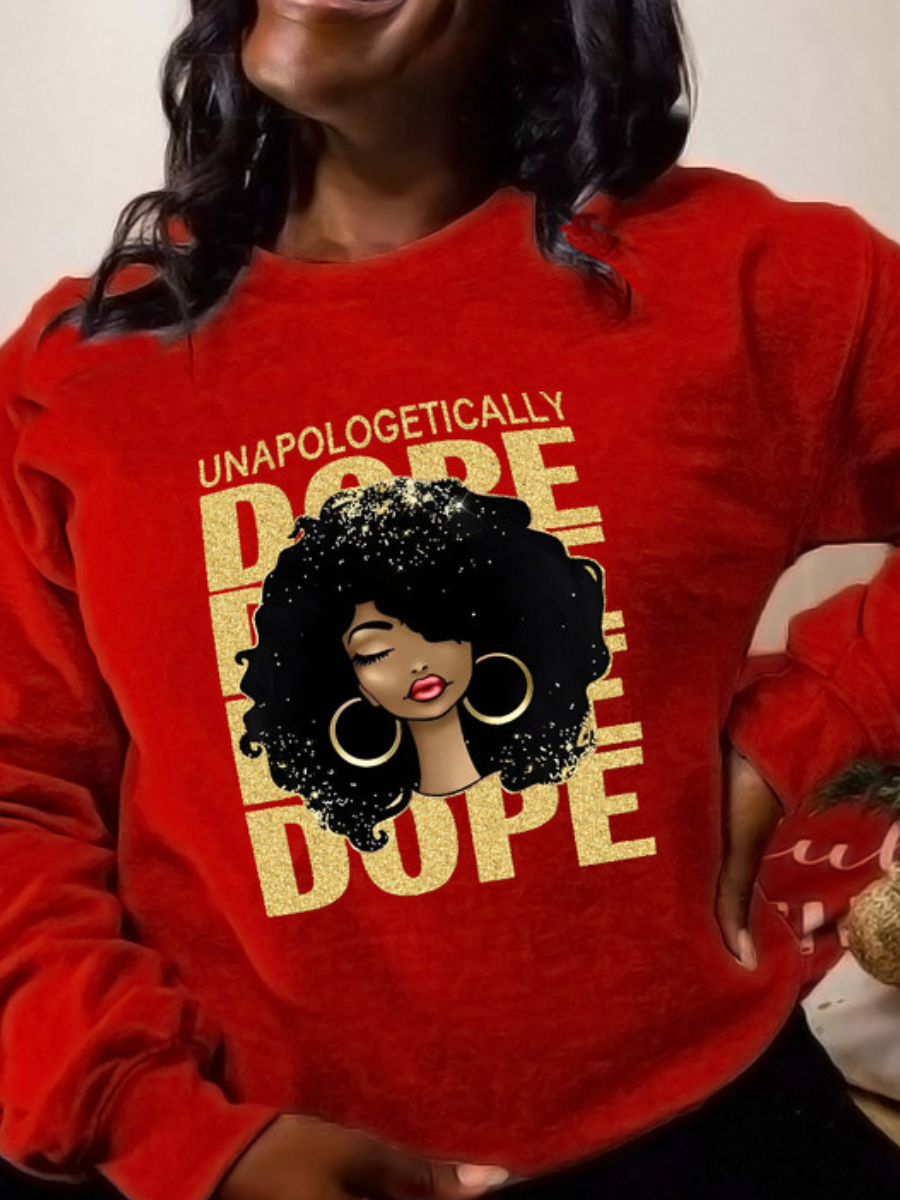 LW Dope Figure Letter Print Sweatshirt