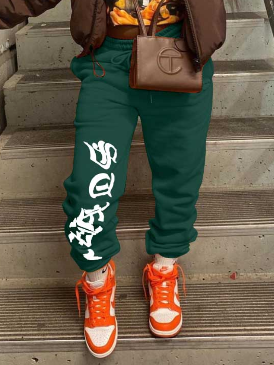 LovelyWholesale Letter Print Drawstring Sweatpants Spring|Fall Casual Spring Summer 2024