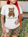 LW Lovely Bear Letter Print T-shirt