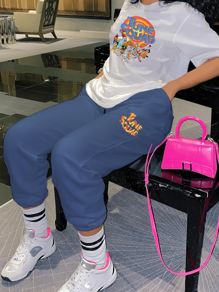 LW Cartoon Letter Print Pants Set