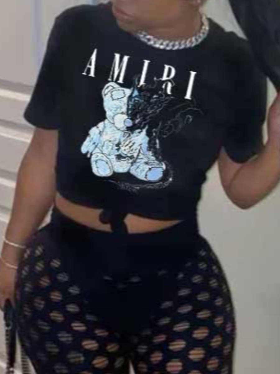 LW Plus Size Cartoon Letter Print T-shirt