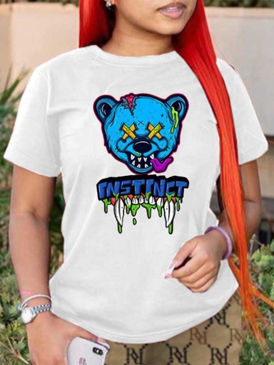 LW Plus Size Cartoon Letter Print T-shirt