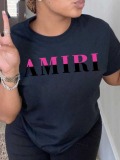 LW Round Neck Letter Print T-shirt