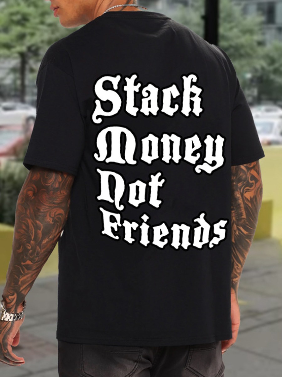 LW Men Round Neck Letter Print T-shirt