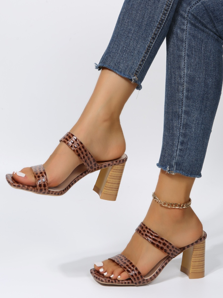 LW Square Toe Animal Pattern Heels