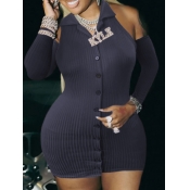 LW Plus Size Backless Rib Knit Button Design Bodyc