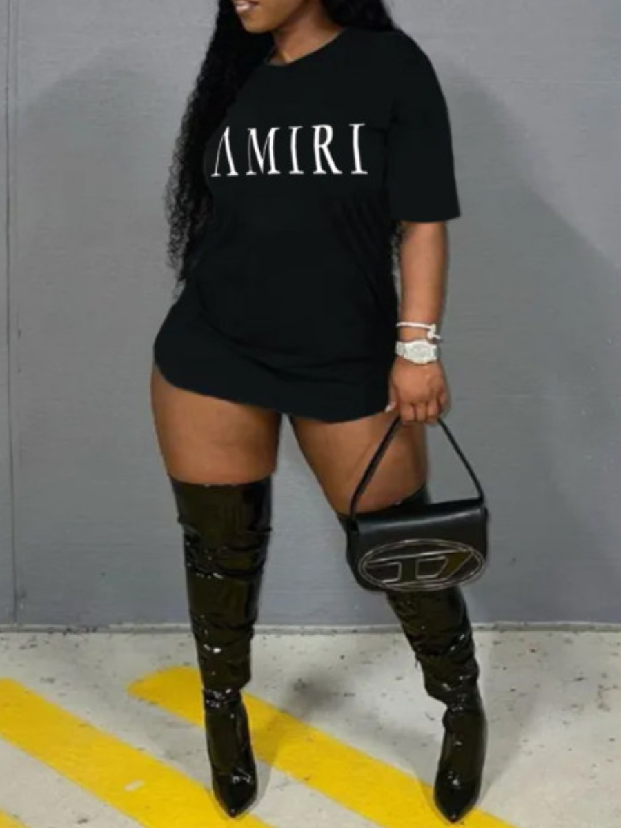 LW Plus Size Letter Print T-shirt Dress