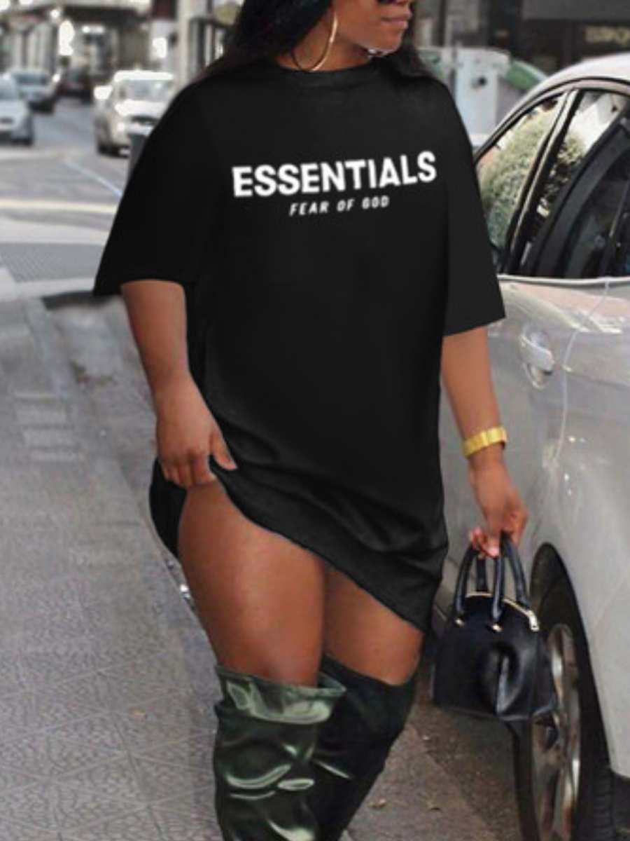LW Plus Size Essentials Letter Print Dress