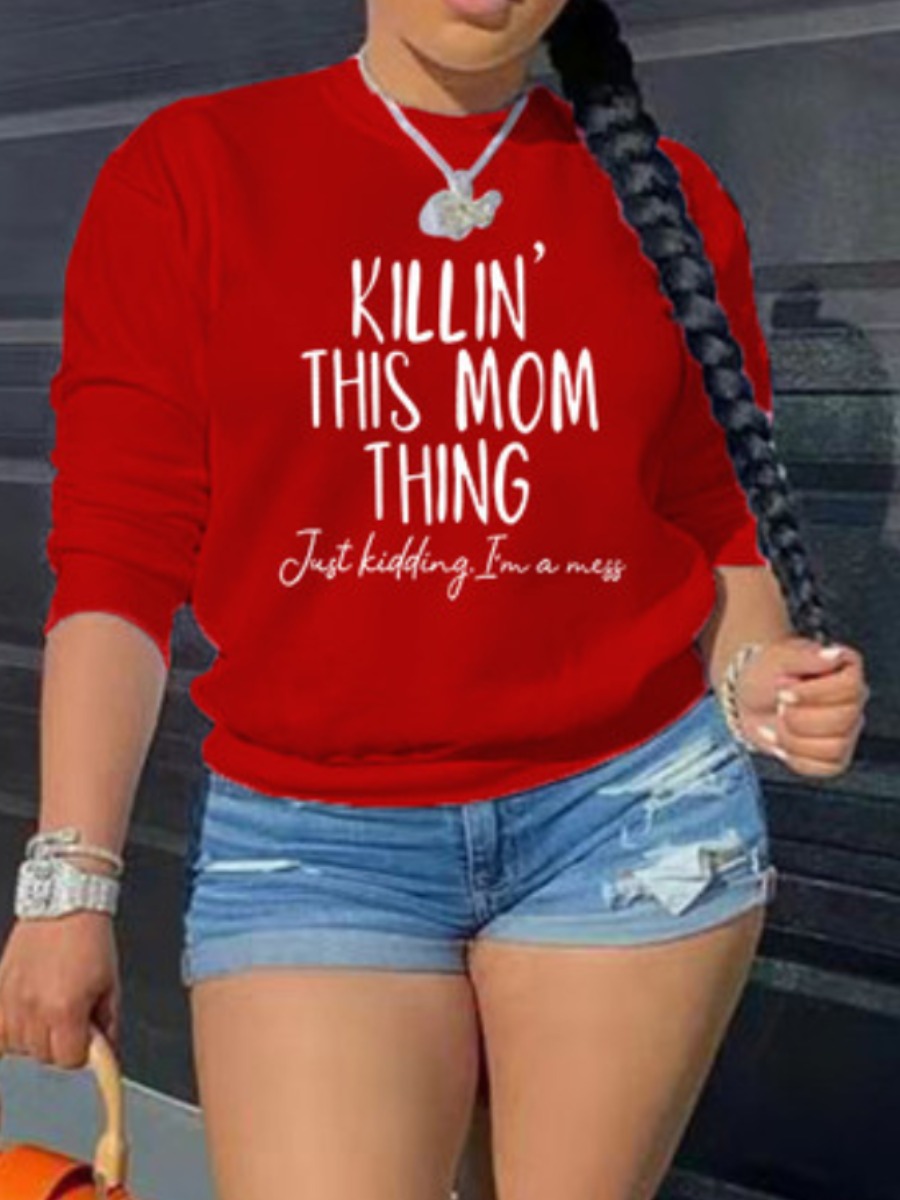 LW Mom Letter Print Sweatshirt
