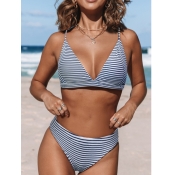 LW BASICS Striped Cross Strap Two-piece Swimsuit
