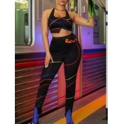LW Backless Striped Two Piece Pants Set