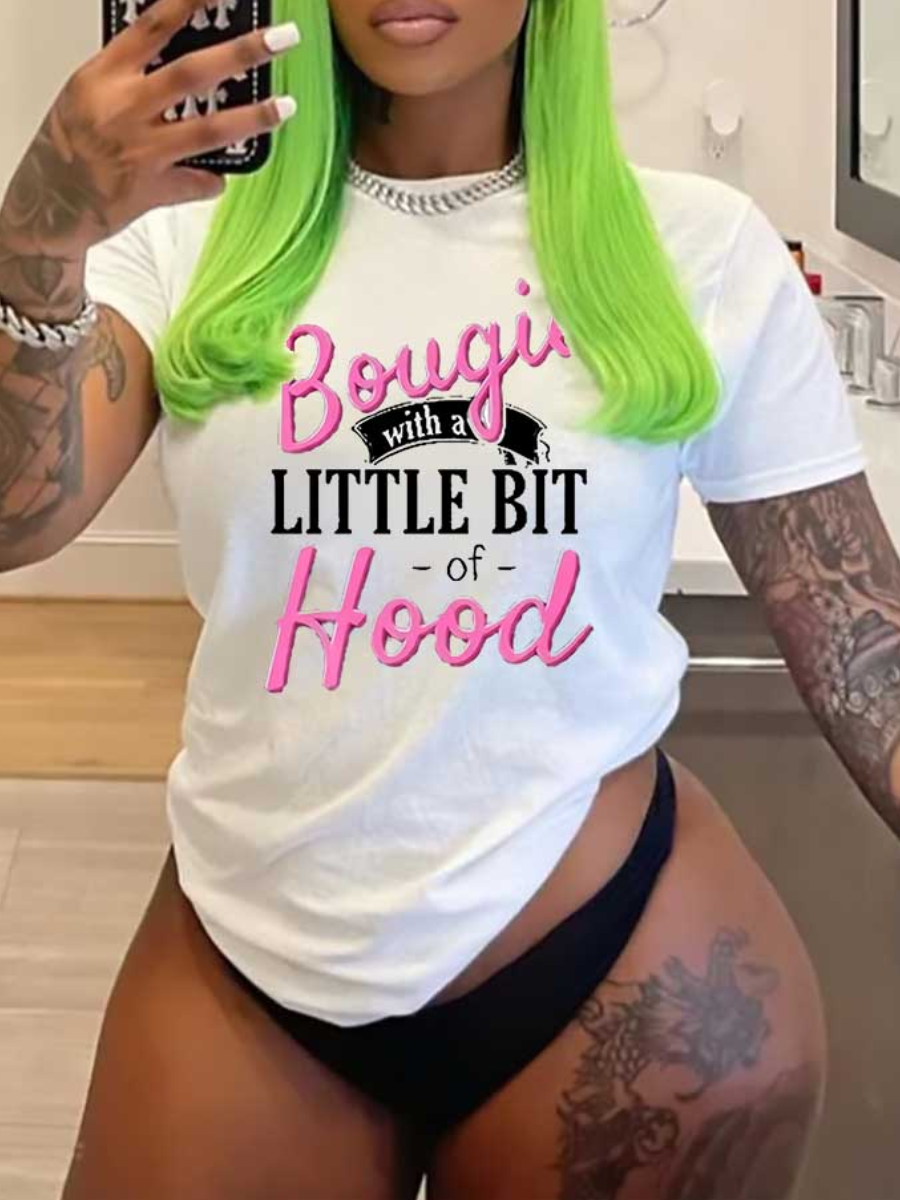 LW Round Neck Letter Print T-shirt