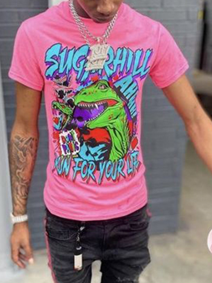 LW Men Cartoon Letter Print T-shirt