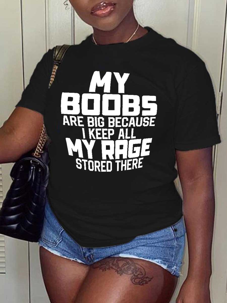 LW Plus Size My Boobs Letter Print T-shirt