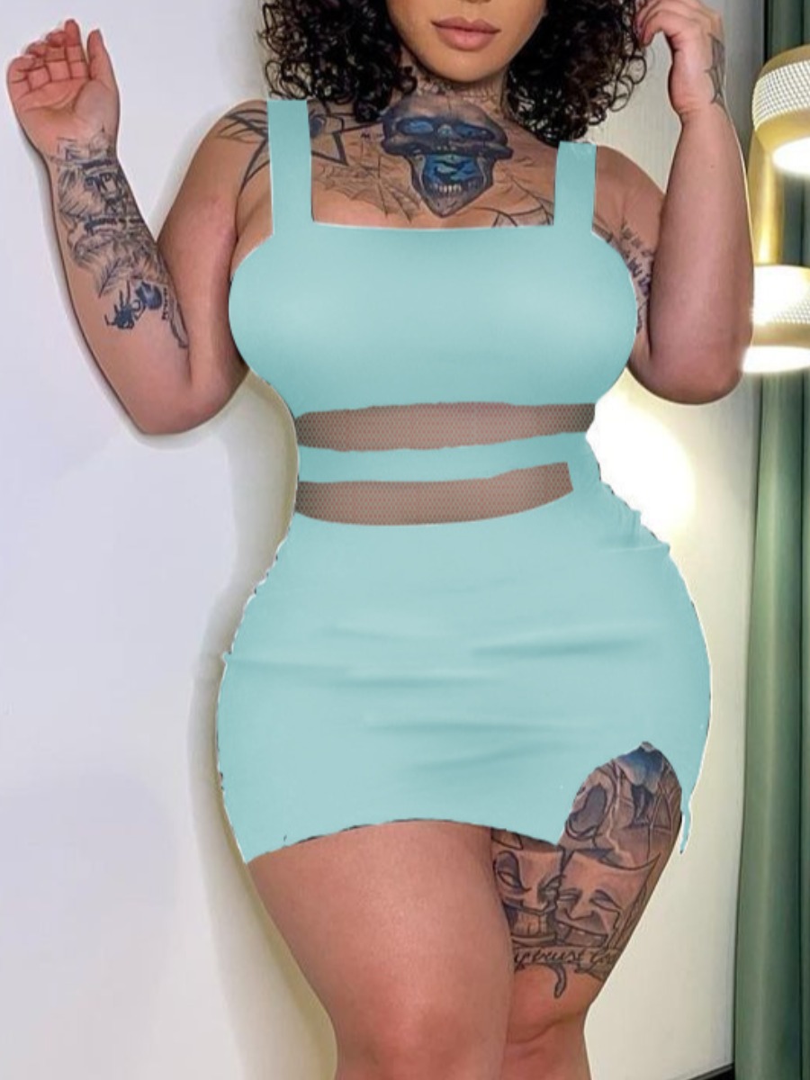 LW SXY Plus Size See Through Slit Cami Dress