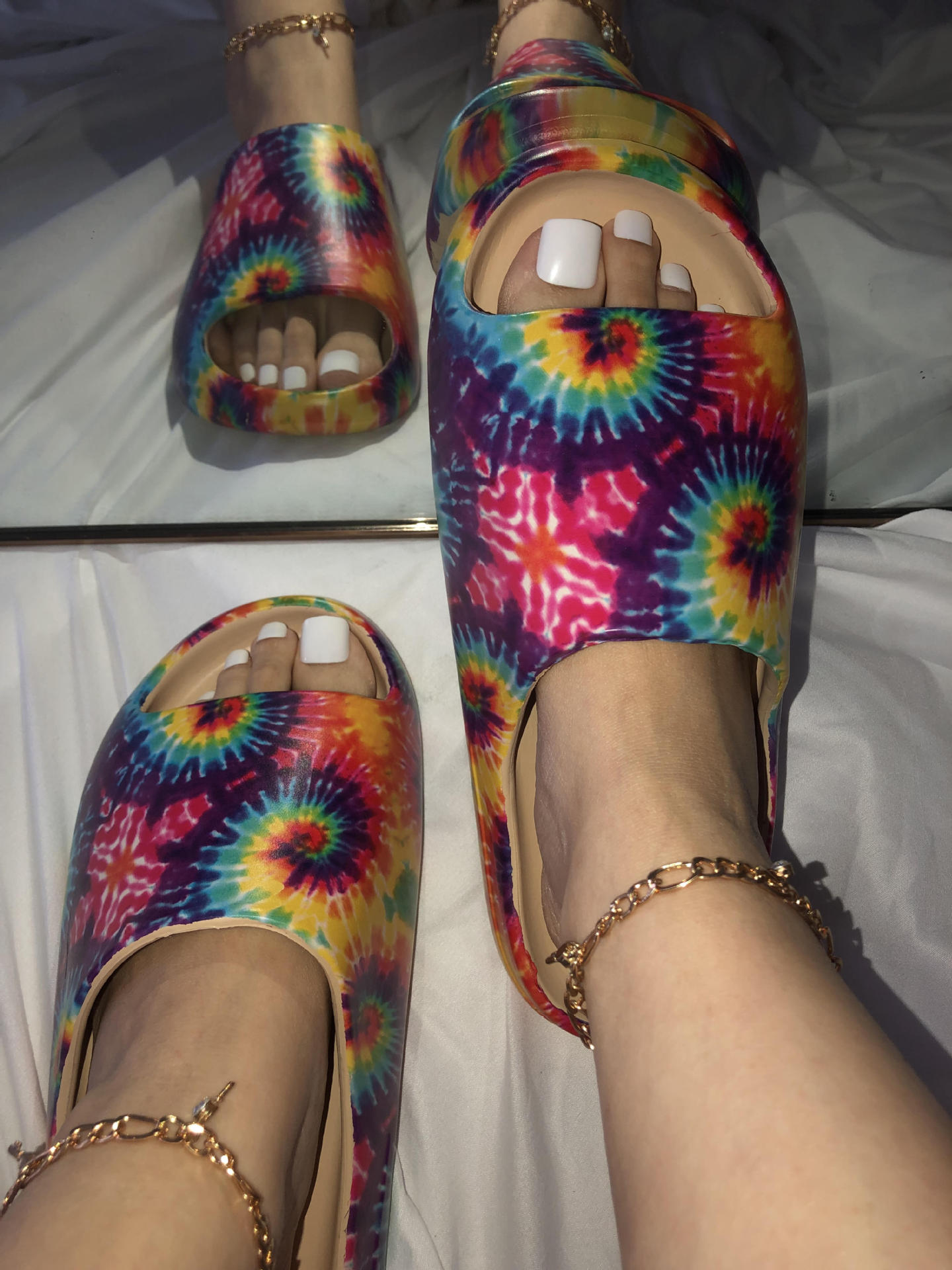 LW Open Toe Tie Dye Slides