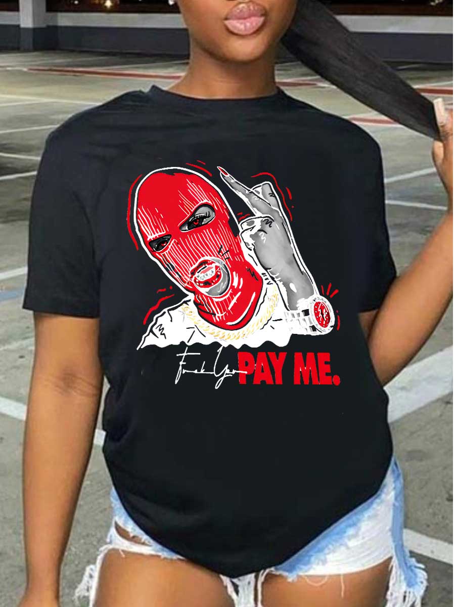 LW Masked Face Letter Print T-shirt