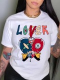 LW Plus Size Cartoon Lover Letter Print T-shirt
