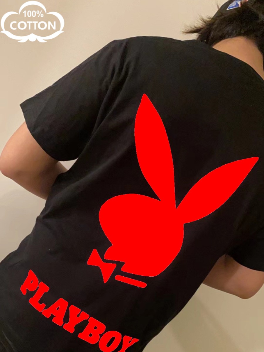 LW Men Cartoon Playboy Letter Print T-shirt