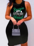 LW Plus Size Hood Letter Print Cami Dress