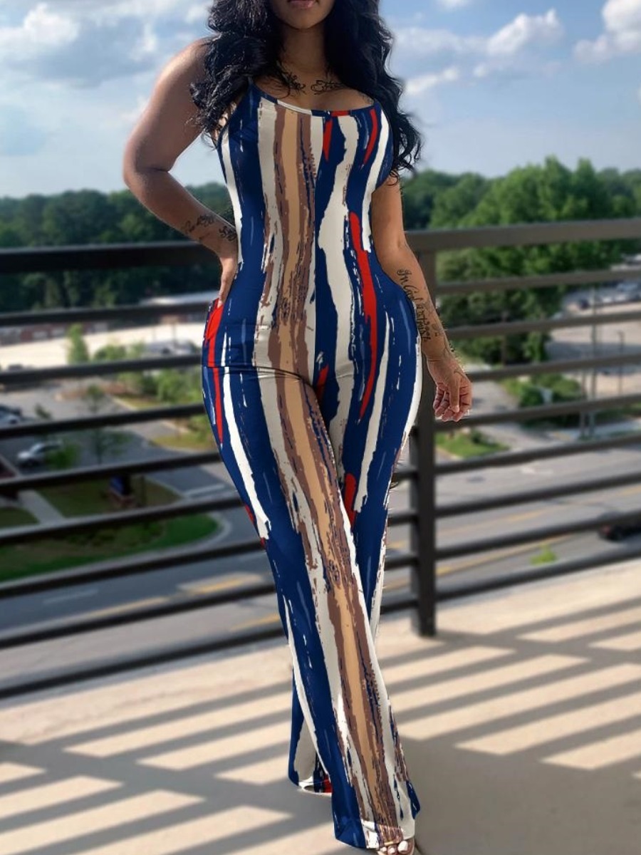 LW Plus Size Splash Ink Pocket Design Cami Jumpsuit