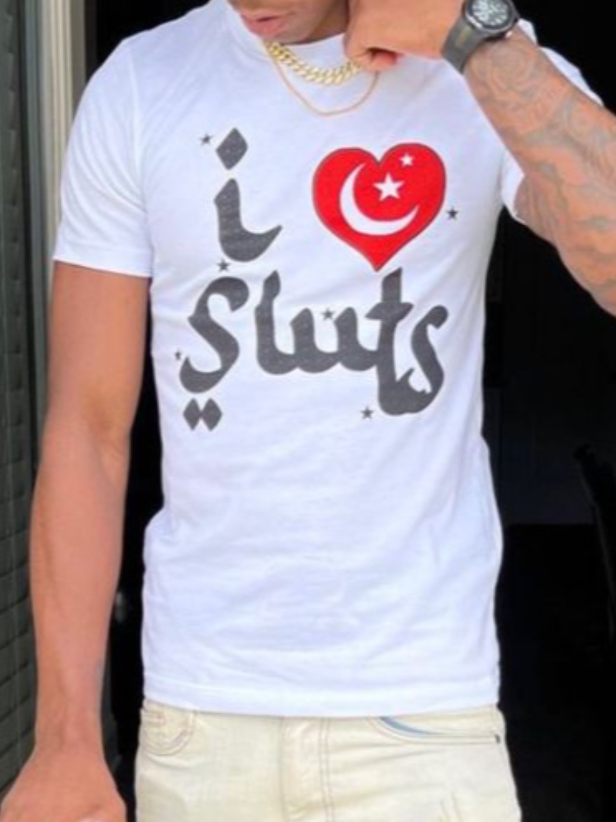 LW Men Heart Star Letter Print T-shirt